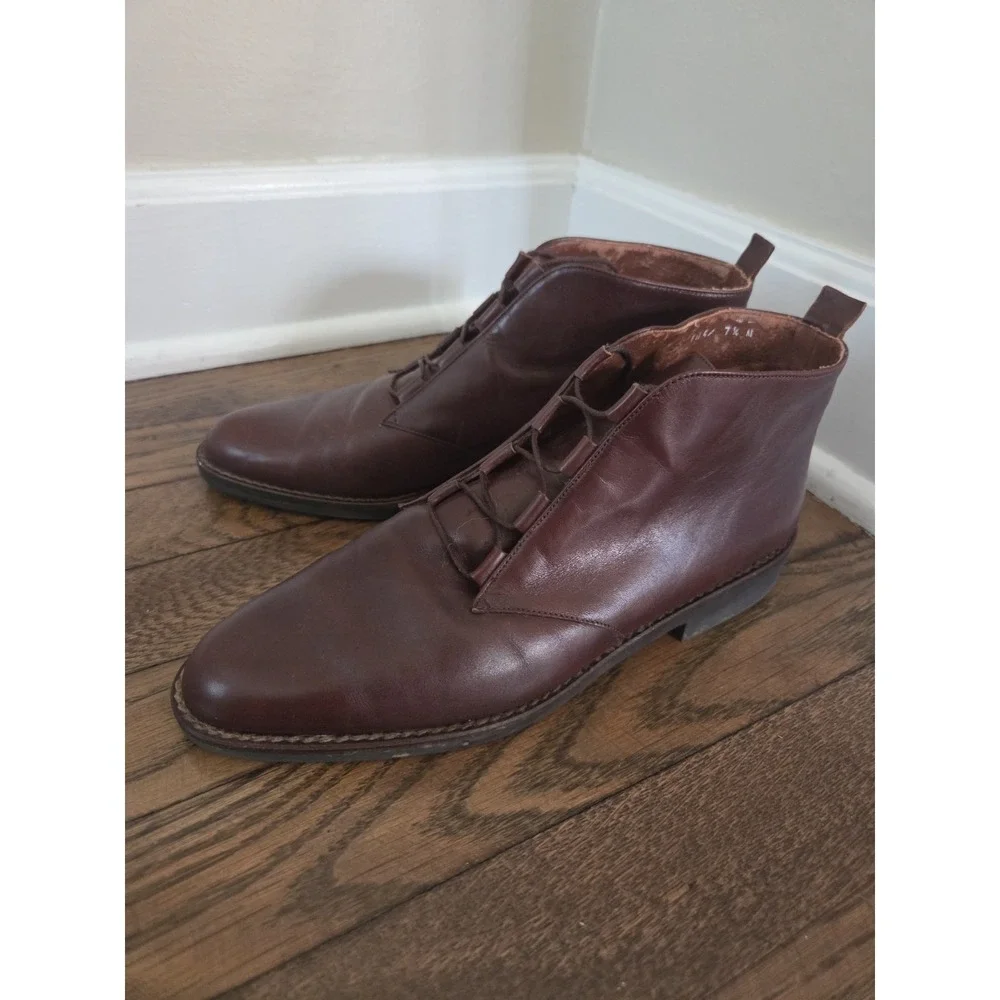 Vtg Bandolino Leather Ankle Boots Women's 7.5 N Brown 90s Chukka Lace Up